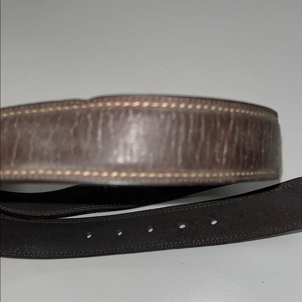 Dickies Dark Brown Leather Lined Belt w/Silver Buckle size 36”